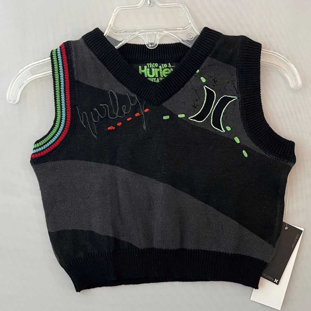 Hurley Black and Gray Knit Sweater Vest